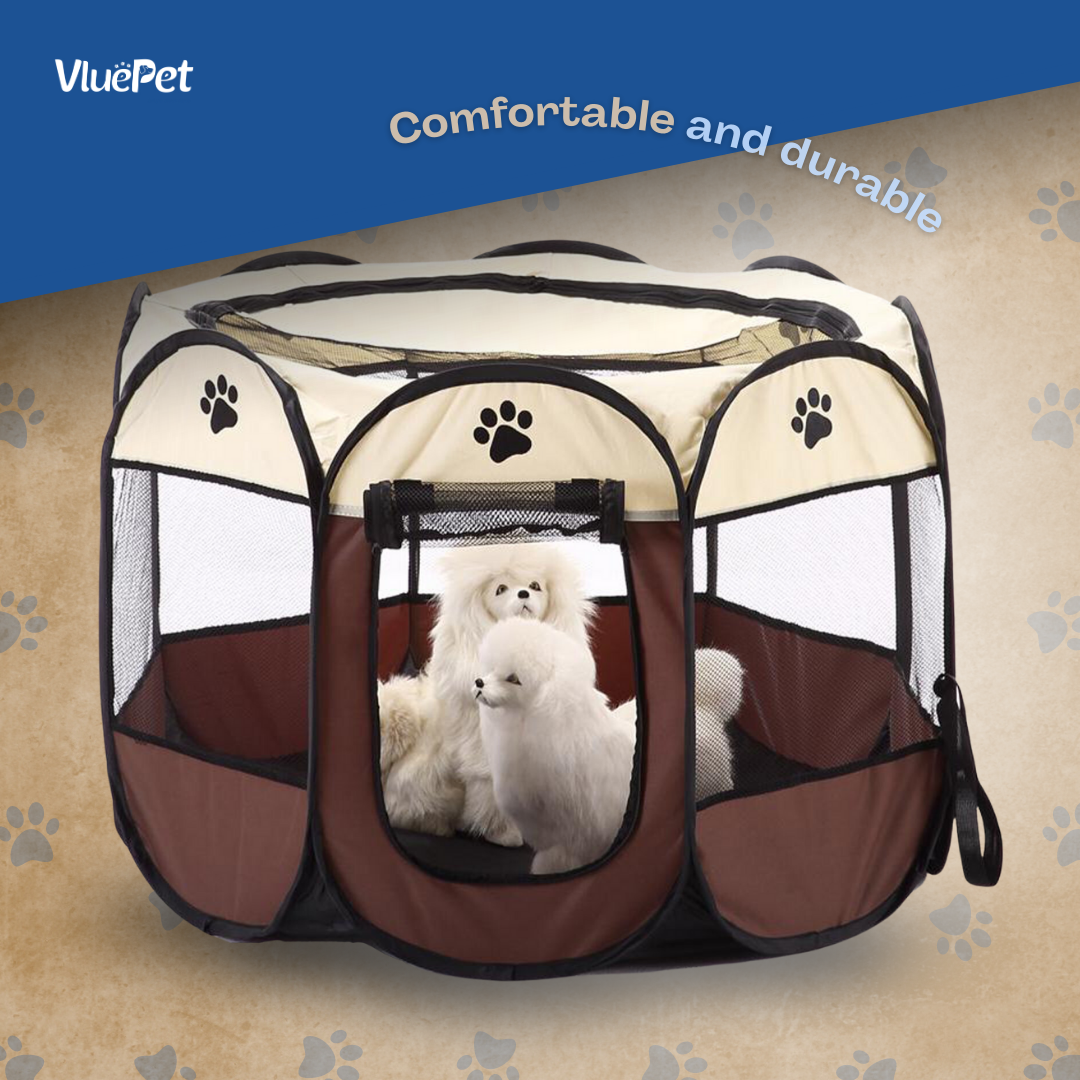 Give your pet a safe and portable play space with the VluePet® Foldable Pet Playpen.