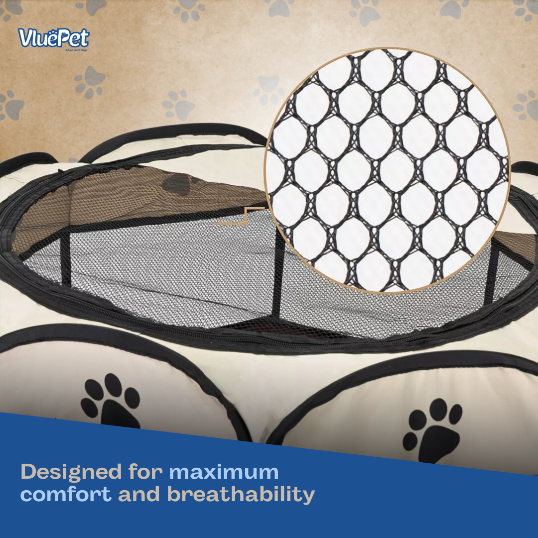 Give your pet a safe and portable play space with the VluePet® Foldable Pet Playpen.