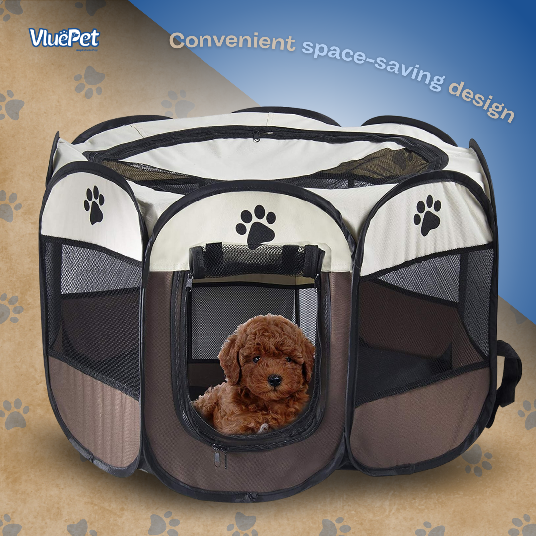 Give your pet a safe and portable play space with the VluePet® Foldable Pet Playpen.