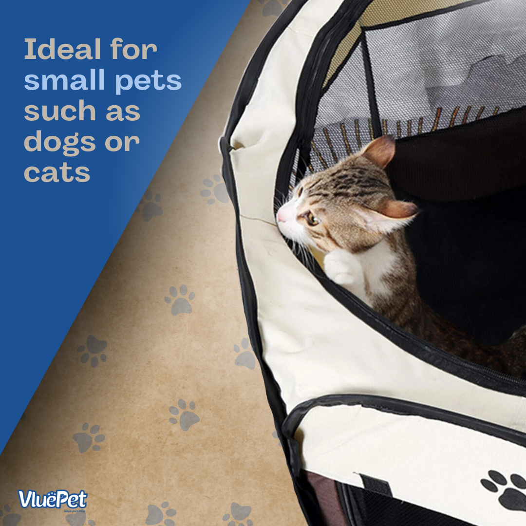 Give your pet a safe and portable play space with the VluePet® Foldable Pet Playpen.