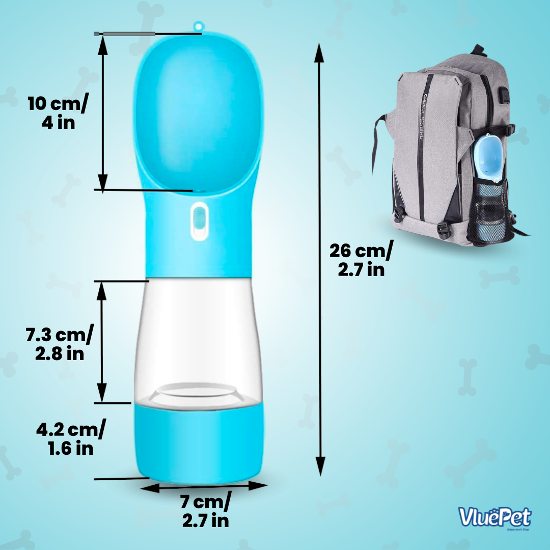 VluePet® 2-in-1 Portable Dog Water Bottle & Food Container – Leakproof Travel Dispenser